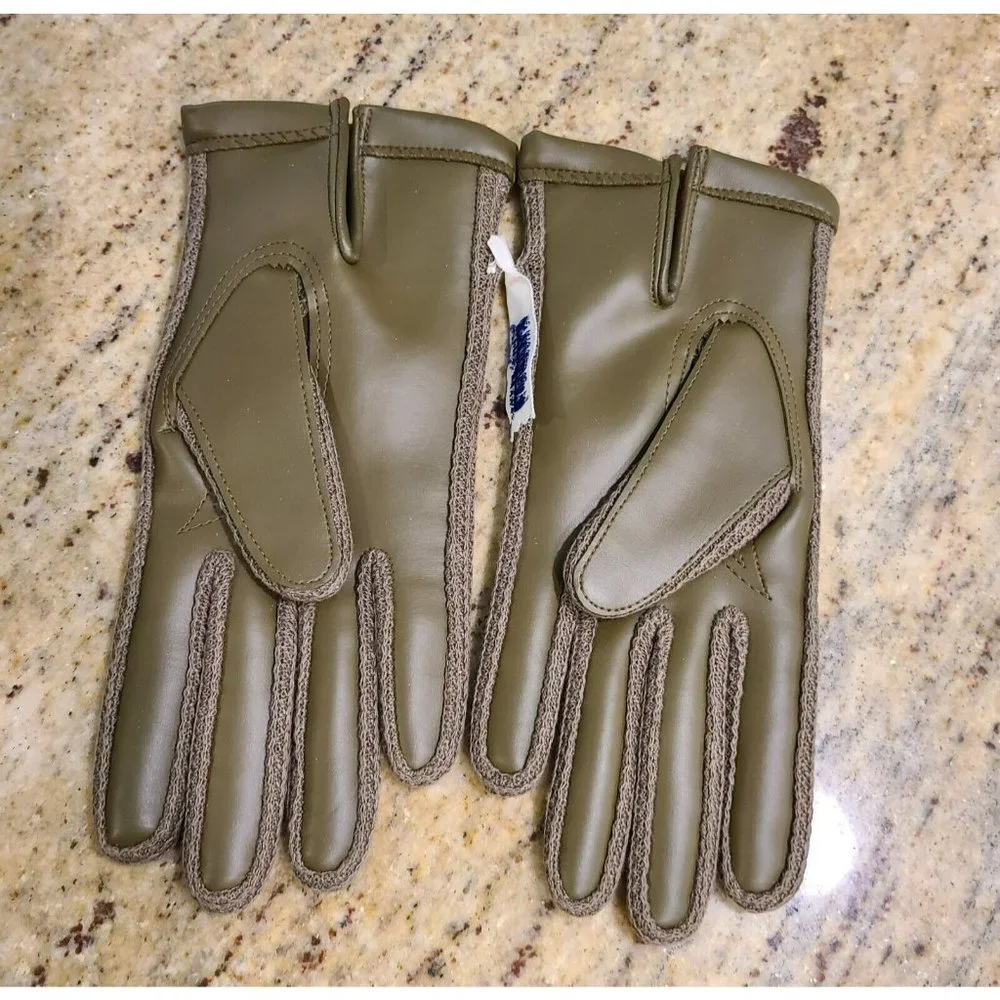 Vintage Women's 6.5-7.5 M Driving Motorcycle Lined Brown Green Stretch Gloves